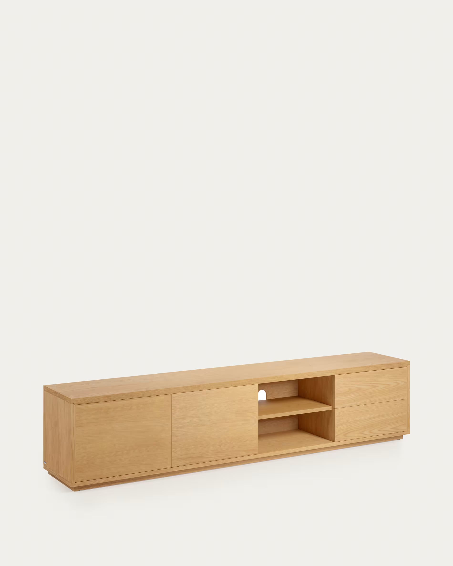 Wooden TV stand on a white background