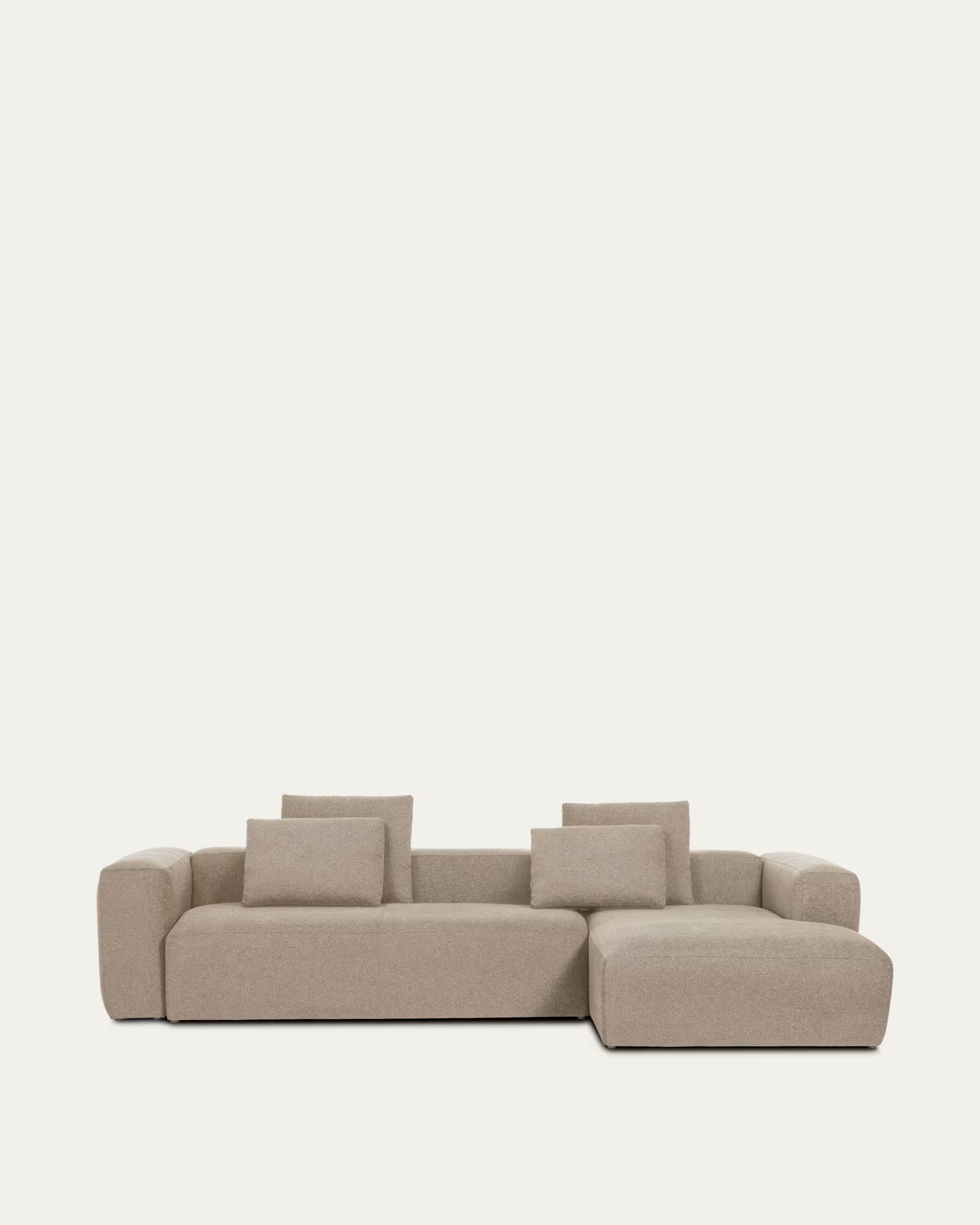 Beige sectional sofa on a white background