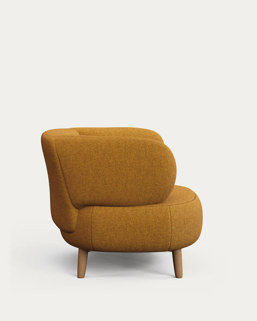 Mustard yellow armchair on a white background