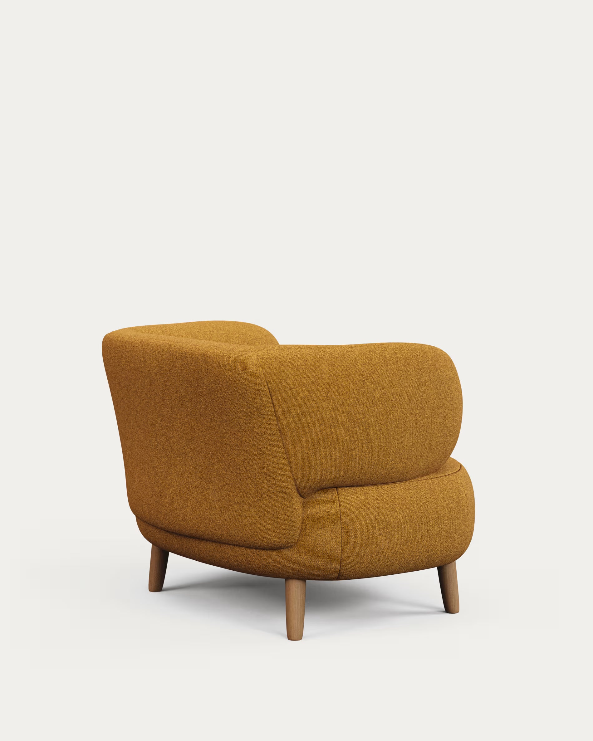 Mustard yellow armchair on a white background