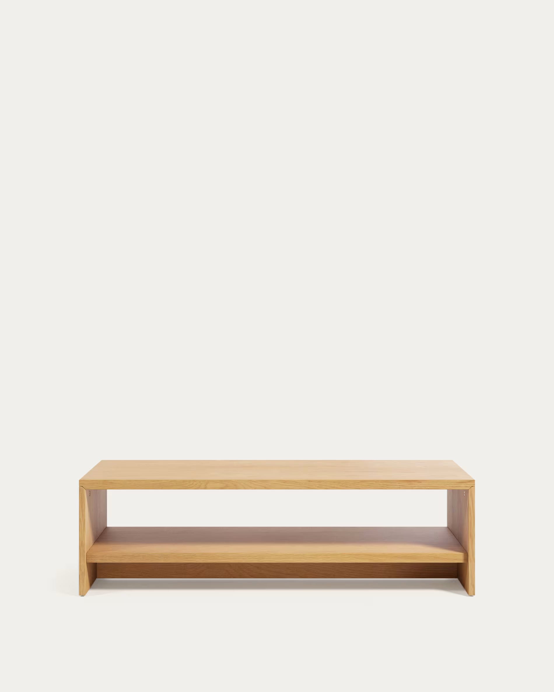 Wooden coffee table on a white background
