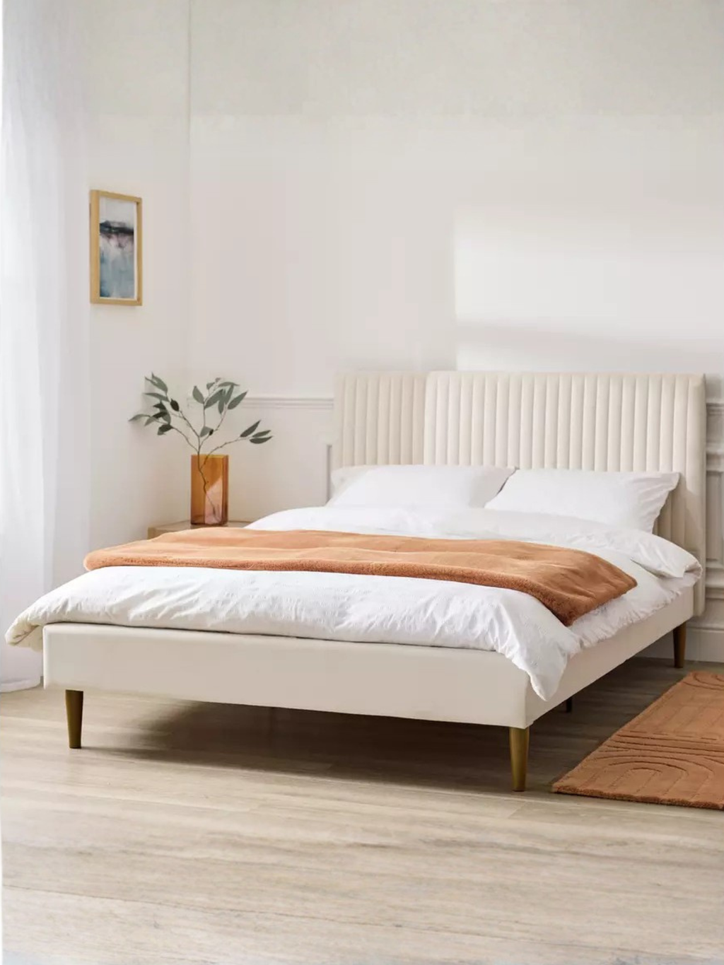 Argos Velvet Bed – White