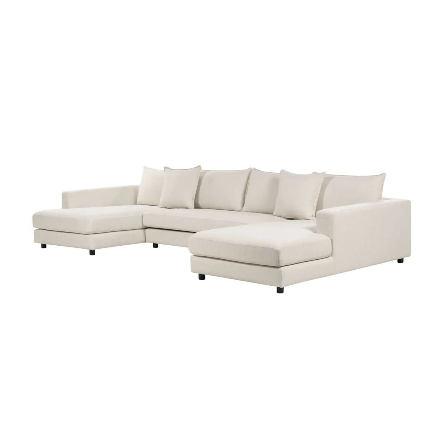 Beige sectional sofa on a white background