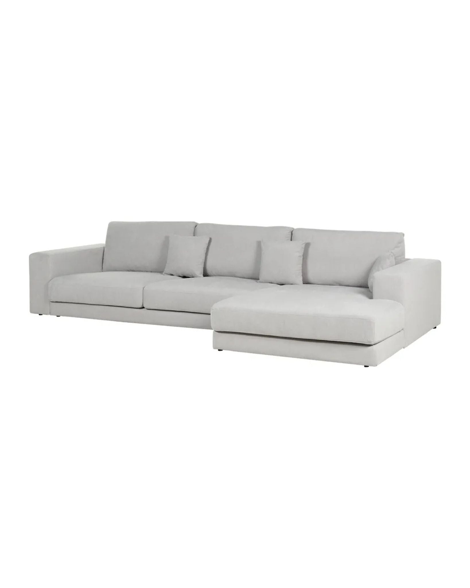 Gray sectional sofa on a white background