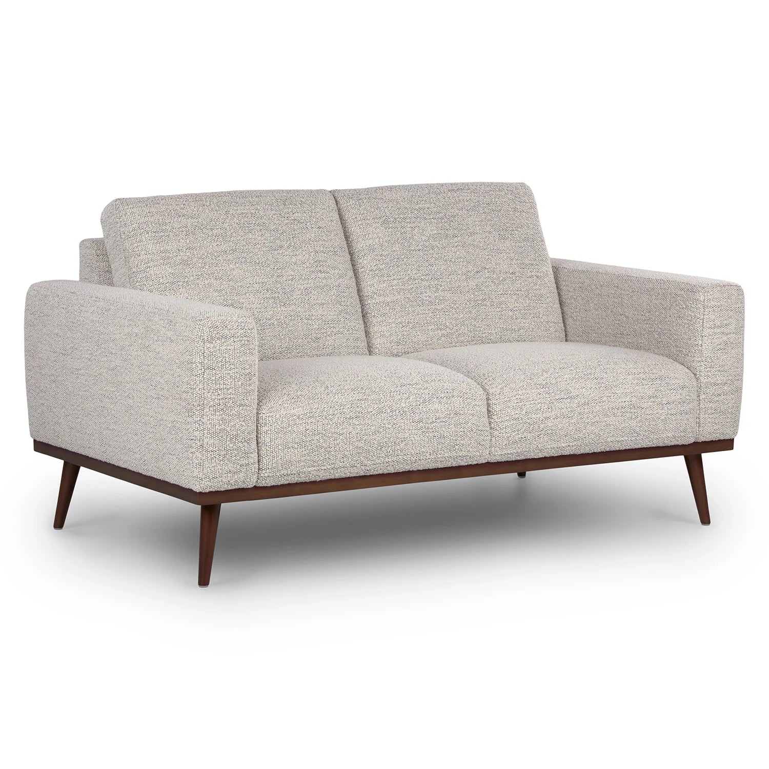 Gray sofa with wooden legs on a white background