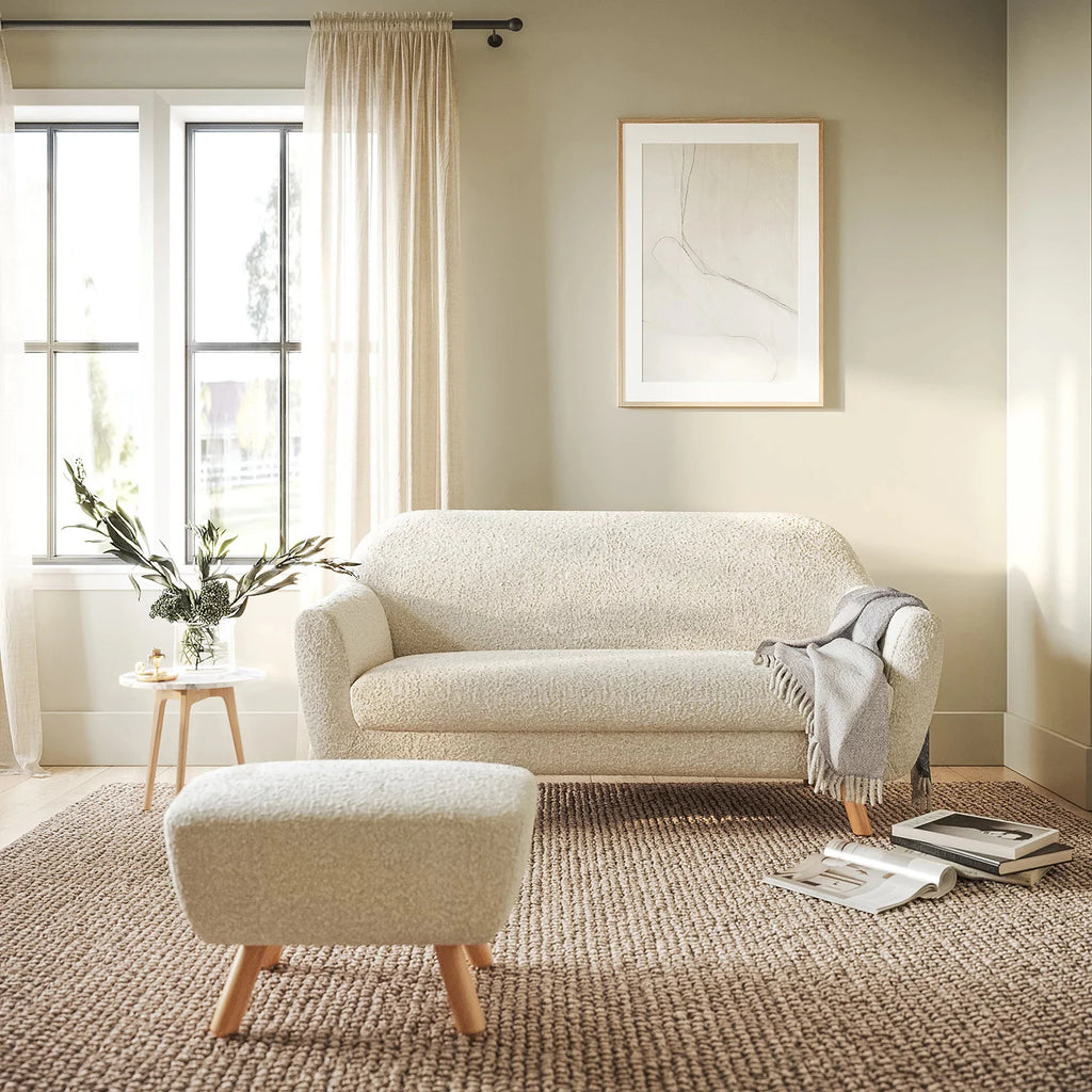 Revo Off-White 2-Seater Sofa with Ottoman